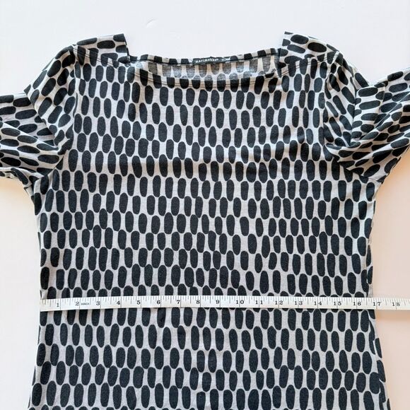 EUC Marimekko Taos Oval 3/4 Sleeve Boatneck Cotton Top in Black & Grey Size S - Picture 7 of 8